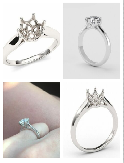 Crossing Style Six Prong Cathedral Ring Setting