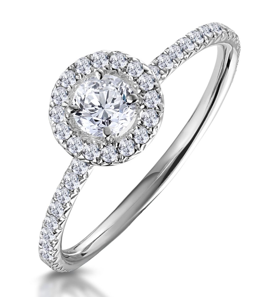 Lab Created Diamond Halo Engagement Ring